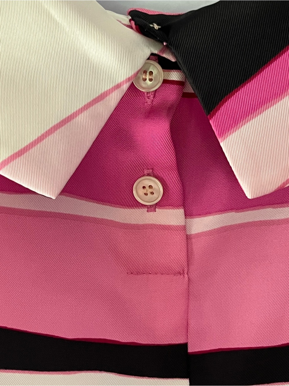 TALBOTS Sleeveless Striped Cowl Neck Top - Pink, Black & White. Back buttons - Picture 4 of 4